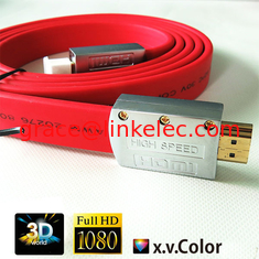 China 2016P Flat HDMI Cable with metal shell 24k gold Plated connector with red and purple proveedor