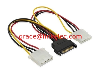 China 12inch SATA Splitter cable 15pin Male to Dual 4pin molex cable proveedor