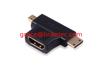 China HDMI F to MINI M+MICRO M Gold Plated Adapter (Black) support 3D proveedor