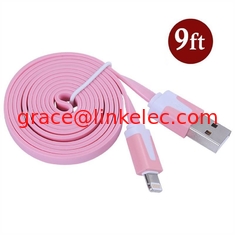 China Dual Color Noodle USB Cable Sync Flat Data Charger Cable for iPhone 2G3G4G4S iPad pink proveedor
