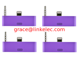 China colorful 30pin to 8 Pin AUDIO ADAPTERS converter for iPhone 5 5s 5c Itouch Nano 7 Purple proveedor