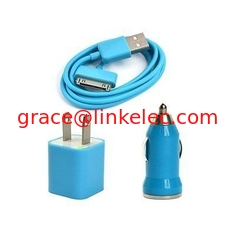 China USB AC Wall Charger and Car Charger+Data Cable for Apple iPod Touch or iPhone4 4S 4G Blue proveedor