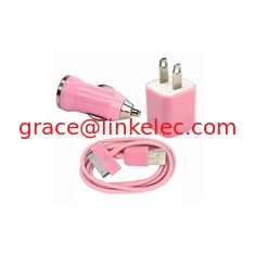 China USB AC Wall Charger and Car Charger+Data Cable for Apple iPod Touch or iPhone4 4S 4G Pink proveedor