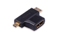 HDMI F to MINI M+MICRO M Gold Plated Adapter (Black) support 3D proveedor