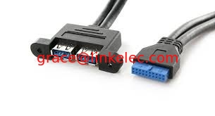 China Internal USB Motherboard Connection 2 Port USB 3.0 Female to 20 Pin Baffle Cable  0.5M proveedor