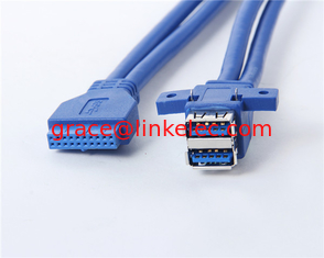 China Panel Mount Super speed USB3.0 double AF port to 20pin cable proveedor
