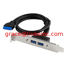 China USB 3.0 Back Panel Expansion Bracket to 20-Pin Header Cable (2-Port) proveedor