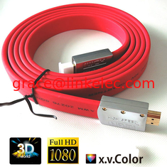 China RED HDMI Flat Cable with Gold Plated Zinc Alloy Connector, Supports 3D/Ethernet proveedor