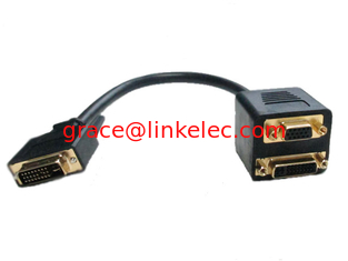 China DVI male to DVI and VGA female adapter cable,DVI(24+1) Twins cable proveedor