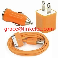 China USB AC Wall Charger and Car Charger+Data Cable for Apple iPod Touch or iPhone4 4S 4G Orang proveedor