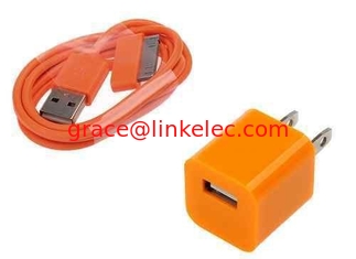 China AC Wall Charger Adapter with iphone 4 Data Sync Cable for G 4S 3GS 3G iPod Touch orange proveedor