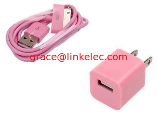 China AC Wall Charger Adapter with iphone 4 Data Sync Cable for G 4S 3GS 3G iPod Touch Pink proveedor