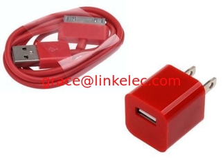 China AC Wall Charger Adapter with iphone 4 Data Sync Cable for G 4S 3GS 3G iPod Touch Red proveedor