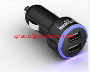 China 5V2.1ANew Mini Dual USB Car Power Quick Charger Charging Auto Adapter Blue LED Light Black proveedor
