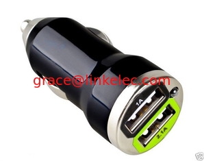 China Bullet type MINI Dual USB 2Port Car Charger for iPhone 5S 5 4S 4 IPODS Galaxy S4 3 NOTE 3 proveedor