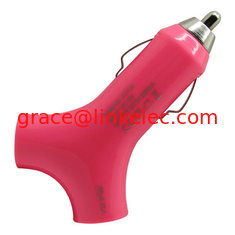 China Y shape style Dual USB 2port Car Charger Adapter for The New iPad 3 2 iPhone 5 Pink proveedor