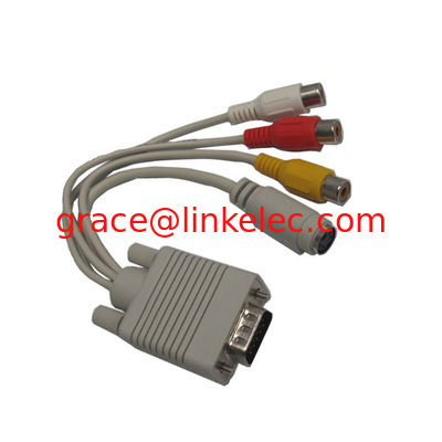 VGA a Svideo y 3RCA cable femenino/VGA a RCA cable/VGA a Svideo cable/Y cable