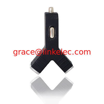 Cargador de coche con enchufe de encendedor de cigarrillos cargador de estilo YShape elegante3.1A doble puerto USB2 Negro